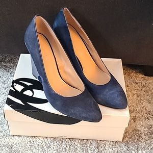 Nine West Navy Blue Suede wedge heels